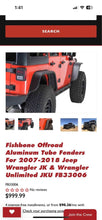 Load image into Gallery viewer, Fishbone FB33006 Aluminum Tube Fenders 2007-2018 Jeep Wrangler JK JKU
