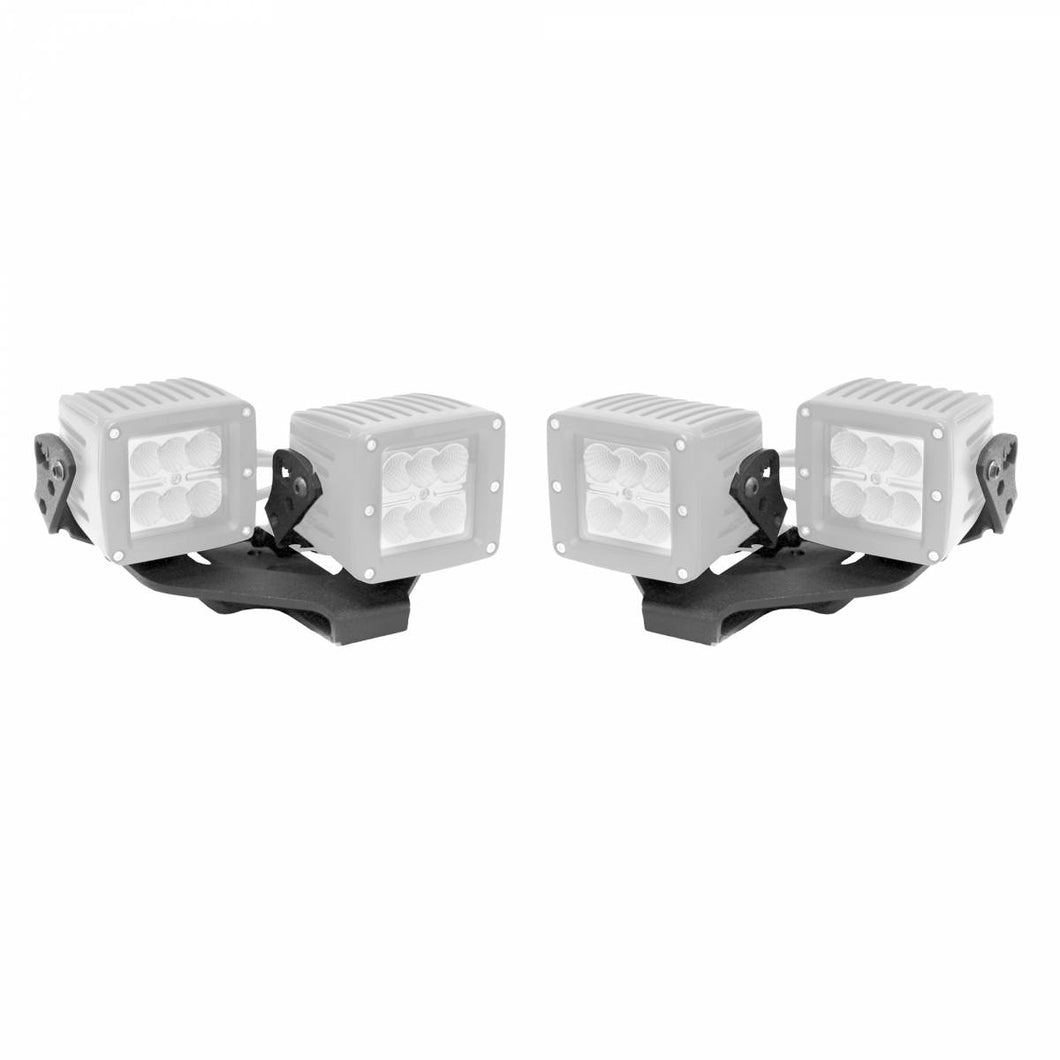 Center Hood Light Mounts for Jeep JL/JT - Dual 3x3 Cubes Offset