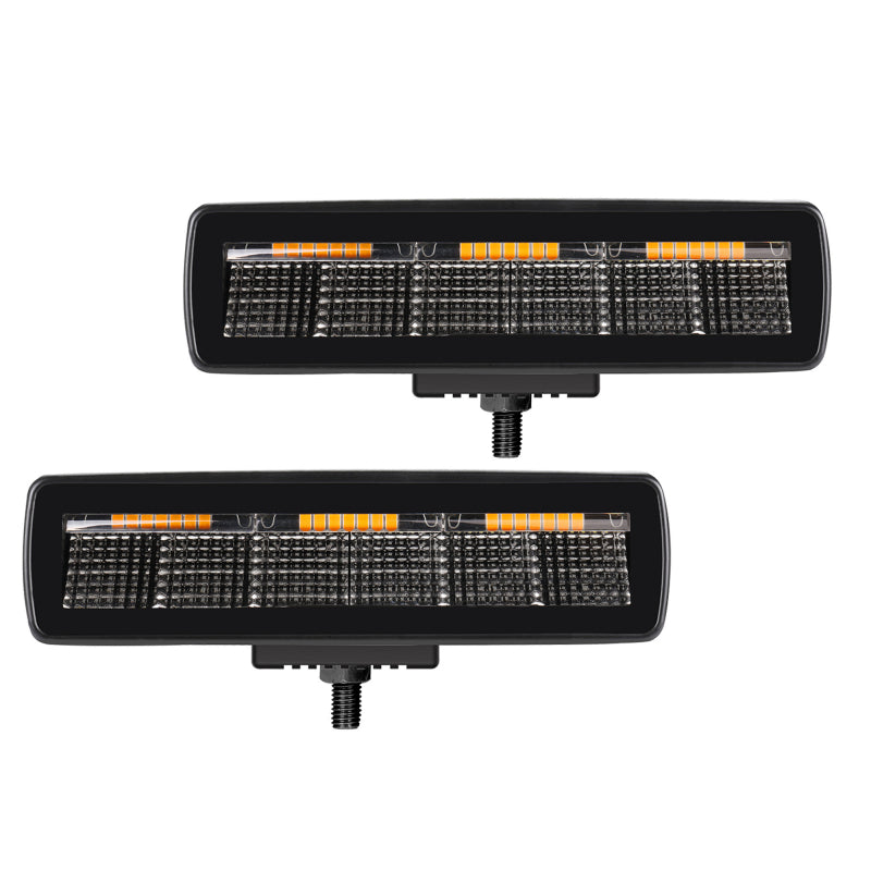 Blackout Combo Series Lights - Pair of Sixline Flood Lights With Amber Accent 750600622FBS