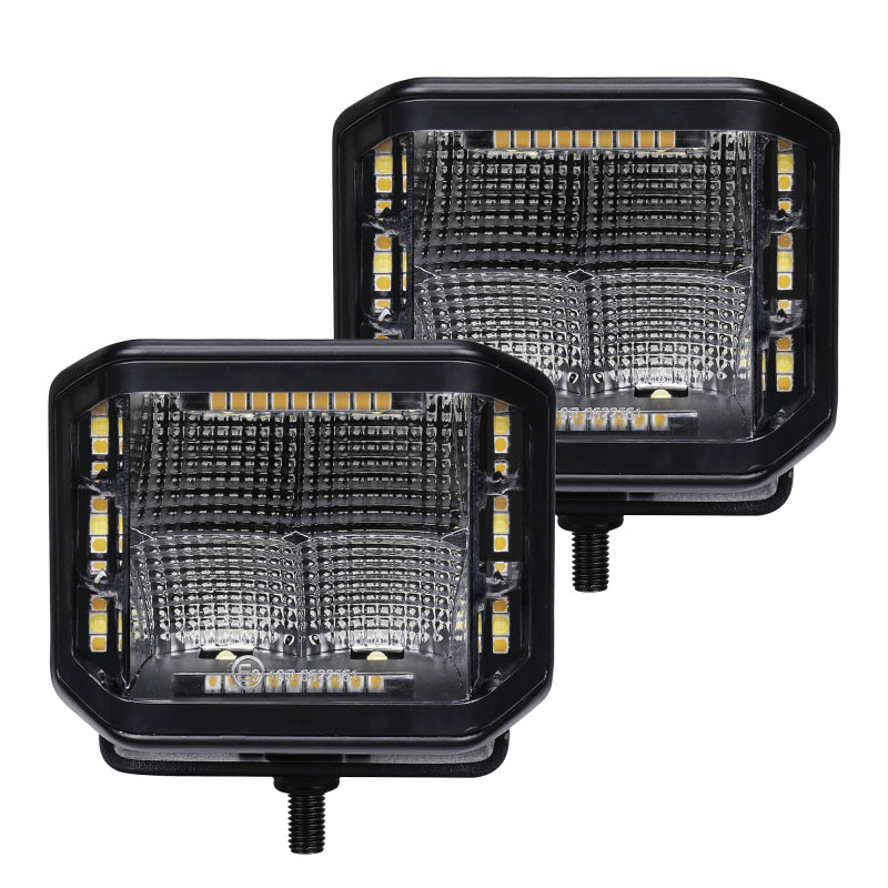 Blackout Combo Series Lights - Pair of 4x3 Cube Sideline Flood Lights W/Amber 750700322FCS